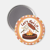 Lass's Get Lit Firepit - Niedlicher Marshmallow & Magnet (Vorderseite/Rückseite)