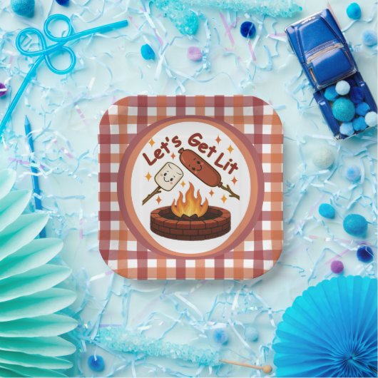 Lass's Get Lit Firepit - Niedlicher Marshmallow &  Pappteller (Party)