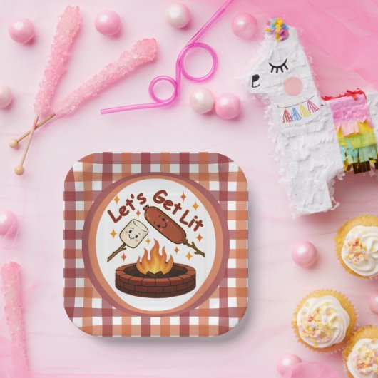 Lass's Get Lit Firepit - Niedlicher Marshmallow &  Pappteller (Party)