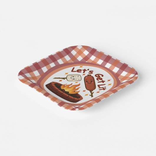Lass's Get Lit Firepit - Niedlicher Marshmallow &  Pappteller (Gewinkelt)