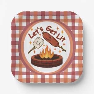 Lass's Get Lit Firepit - Niedlicher Marshmallow & Pappteller