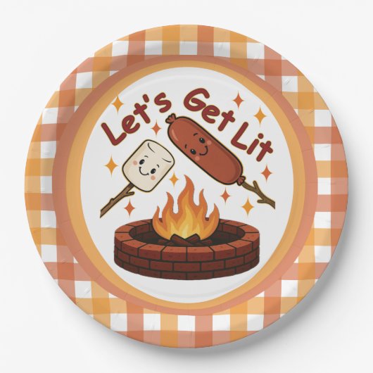 Lass's Get Lit Firepit - Niedlicher Marshmallow & Pappteller (Vorderseite)