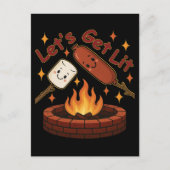 Lass's Get Lit Firepit - Niedlicher Marshmallow &  Postkarte (Vorderseite)