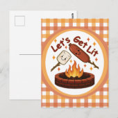 Lass's Get Lit Firepit - Niedlicher Marshmallow &  Postkarte (Vorne/Hinten)