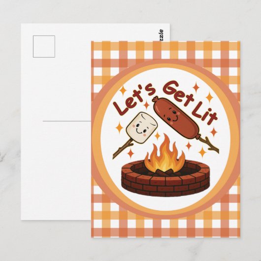 Lass's Get Lit Firepit - Niedlicher Marshmallow &  Postkarte (Vorne/Hinten)