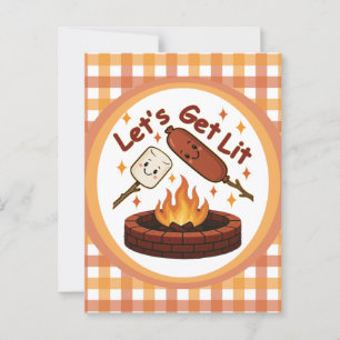 Lass's Get Lit Firepit - Niedlicher Marshmallow &  Postkarte