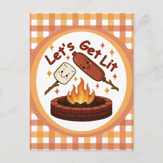 Lass's Get Lit Firepit - Niedlicher Marshmallow &  Postkarte (Vorderseite)