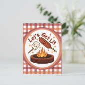 Lass's Get Lit Firepit - Niedlicher Marshmallow &  Postkarte (Stehend Vorderseite)