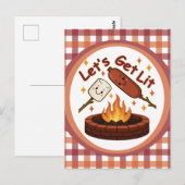 Lass's Get Lit Firepit - Niedlicher Marshmallow &  Postkarte (Vorne/Hinten)