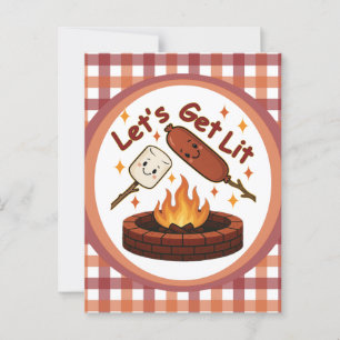Lass's Get Lit Firepit - Niedlicher Marshmallow &  Postkarte