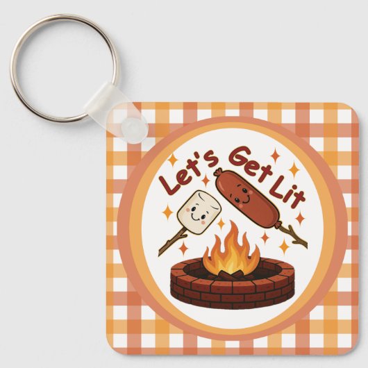Lass's Get Lit Firepit - Niedlicher Marshmallow & Schlüsselanhänger (Vorderseite)