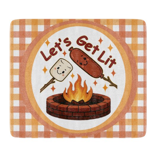 Lass's Get Lit Firepit - Niedlicher Marshmallow & Schneidebrett (Vorderseite)