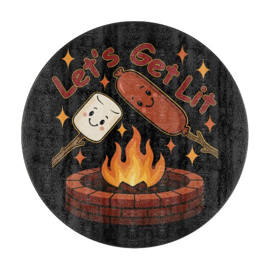 Lass's Get Lit Firepit - Niedlicher Marshmallow & Schneidebrett (Vorderseite)