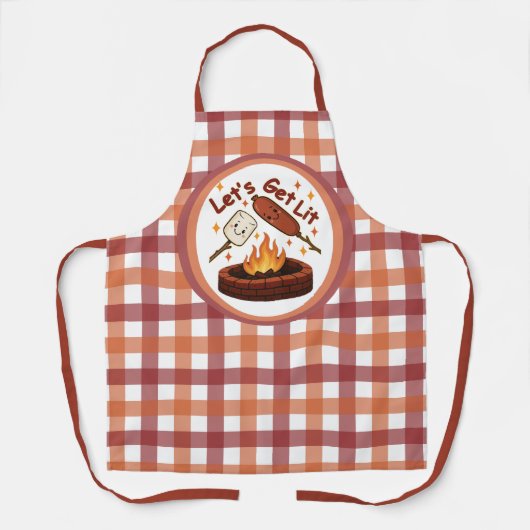 Lass's Get Lit Firepit - Niedlicher Marshmallow &  Schürze (Vorderseite)