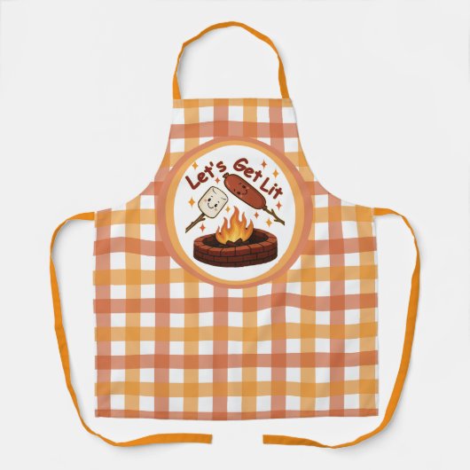 Lass's Get Lit Firepit - Niedlicher Marshmallow &  Schürze (Vorderseite)