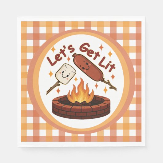 Lass's Get Lit Firepit - Niedlicher Marshmallow & Serviette (Vorderseite)