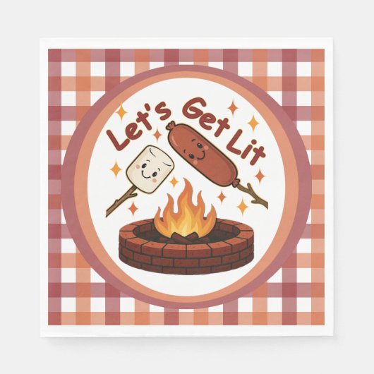 Lass's Get Lit Firepit - Niedlicher Marshmallow &  Serviette (Vorderseite)