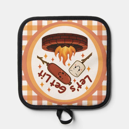 Lass's Get Lit Firepit - Niedlicher Marshmallow &  Topflappen (Vorderseite)