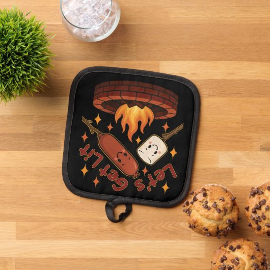 Lass's Get Lit Firepit - Niedlicher Marshmallow & Topflappen (Oben Unten)