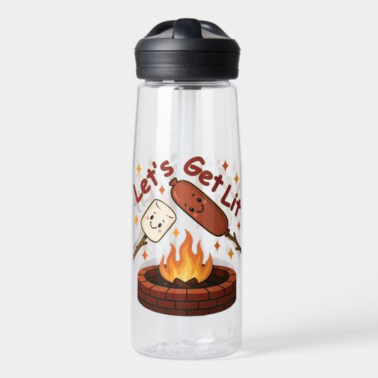 Lass's Get Lit Firepit - Niedlicher Marshmallow & Trinkflasche (Vorne)