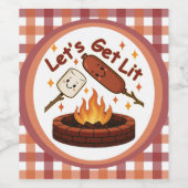 Lass's Get Lit Firepit - Niedlicher Marshmallow & Weinetikett (Einzelnes Label)