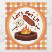 Lass's Get Lit Firepit - Niedlicher Marshmallow & Weinetikett (Einzelnes Label)