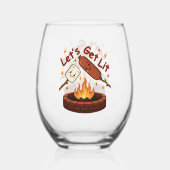 Lass's Get Lit Firepit - Niedlicher Marshmallow & Weinglas Ohne Stiel (Rückseite)