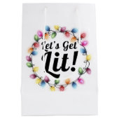 Lass's Get Lit! - Weihnachtsbeleuchtungsdesign Mittlere Geschenktüte (Rückseite)