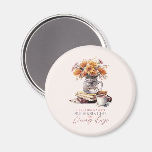 Lass's Get Lost - Bücher, Kaffee & Rain Rustikal Magnet (Vorderseite/Rückseite)