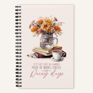 Lass's Get Lost - Bücher, Kaffee & Rain Rustikal Notizblock
