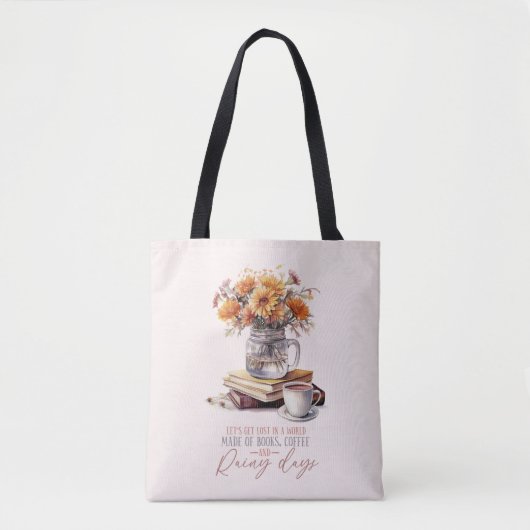Lass's Get Lost - Bücher, Kaffee & Rain Rustikal Tasche (Vorderseite)