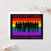 Lass's Get Loud, Lass's Get Proud LGBTQ Pride Karte (Vorderseite/Rückseite Beispiel)