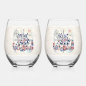 Lass's Get Nauti Nautical Beach Coastal Boat Theme Weinglas Ohne Stiel (Vorderseite)