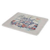 Lass's Get Nauti Nautical Coastal Beach Boat Theme Schneidebrett (Ecke)