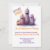 Lass's Get Spooky Lila Ghosts Halloween-Party Einladung (Vorderseite)