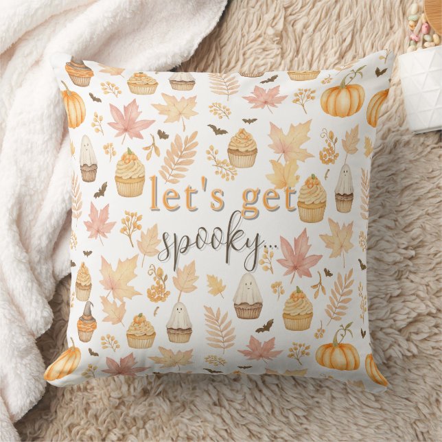 Lass's Get Spooky mit Pumpkins, Blätter & Cupcake Kissen (Decke)