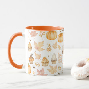 Lass's Get Spooky mit Pumpkins, Blätter & Cupcake Tasse