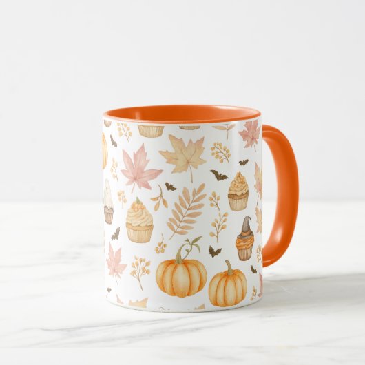 Lass's Get Spooky mit Pumpkins, Blätter & Cupcake Tasse (VorderseiteRechts)