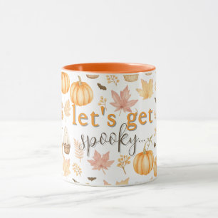 Lass's Get Spooky mit Pumpkins, Blätter & Cupcake Tasse