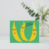 LASS'S GO BANANAS Funny Niedlich Whimsical Party C Postkarte (Stehend Vorderseite)