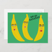LASS'S GO BANANAS Funny Niedlich Whimsical Party C Postkarte (Vorne/Hinten)