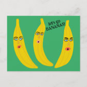 LASS'S GO BANANAS Funny Niedlich Whimsical Party C Postkarte (Vorderseite)