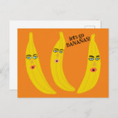 LASS'S GO BANANAS Funny Niedlich Whimsical Party C Postkarte (Vorne/Hinten)