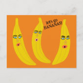LASS'S GO BANANAS Funny Niedlich Whimsical Party C Postkarte (Vorderseite)