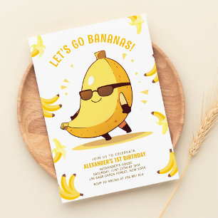 Lass's Go Bananas Spaß Geburtstag Einladung