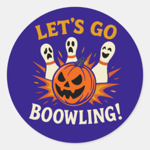 Lass's Go Boo-Wling Funny Halloween Bowling Runder Aufkleber