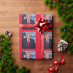 LASS'S GO BRANDON DONALD TRUMP CHRISTMAS GESCHENKPAPIER