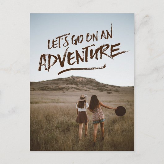 Lass's Go On a Adventure Typografy Foto Template Postkarte (Vorderseite)