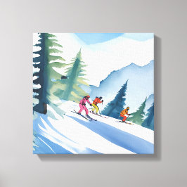 Lass's Go Ski | Winterfarbe Leinwanddruck