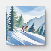 Lass's Go Ski | Winterfarbenmalerei Fotoplatte (Vorderseite)